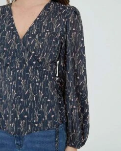 Nara Balloon Sleeve Wrap Top -Hard With Style 21T784NAV EXTRA CM 4