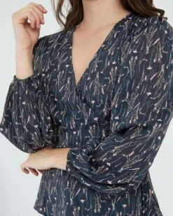 Nara Balloon Sleeve Wrap Top -Hard With Style 21T784NAV EXTRA CM 5