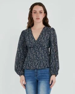 Nara Balloon Sleeve Wrap Top