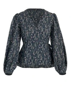 Nara Balloon Sleeve Wrap Top -Hard With Style 21T784NAV GHOST CM 7