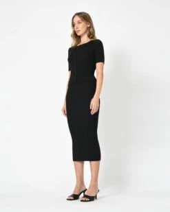 Alessia Rib-Knit Midi Skirt -Hard With Style 22sk080blk 5 6633 cm 4 2