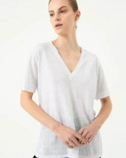 Brussels Linen V-Neck Tee -Hard With Style 22t693ivo 4 9310 cm
