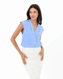 Adelaide V-Neck Cap Sleeve Top 9 Adelaide V-Neck Cap Sleeve Top -Hard With Style 22t934bll 2 11246