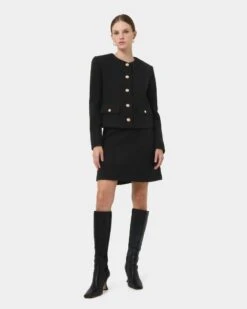 Zahra Boucle Yarn Jacket -Hard With Style 23jk044blk 3 0188 cm