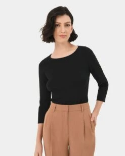 Tassie Round Neck Knit -Hard With Style 23k069blk 4 12630 cm