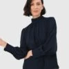 Korra High Neck Blouse 1 Korra High Neck Blouse -Hard With Style 23t073nav 1 12455 cm